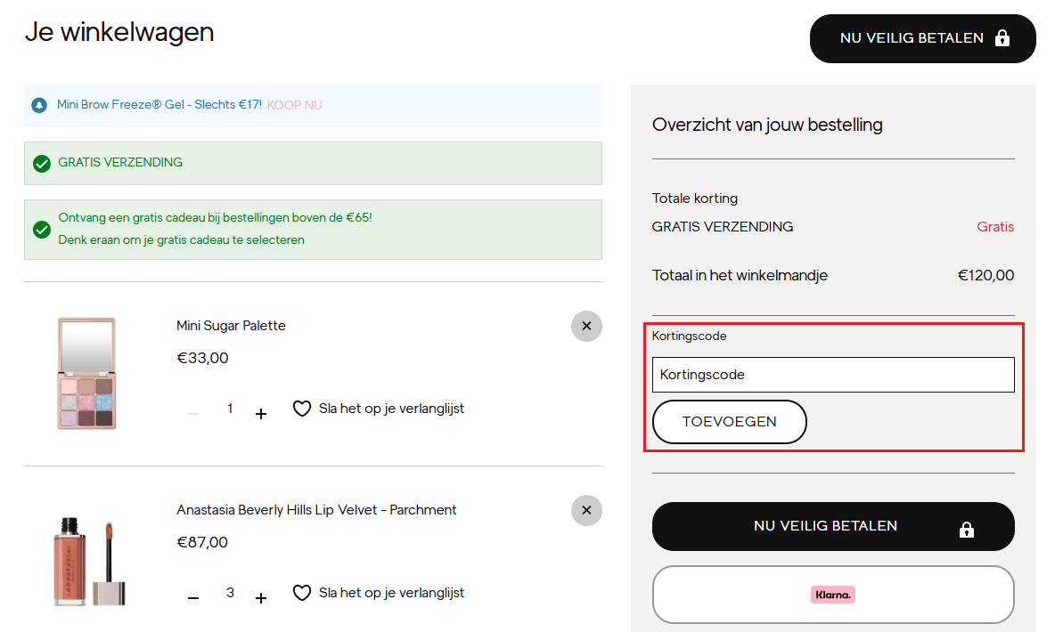 Anastasia Beverly Hills kortingscode gebruiken