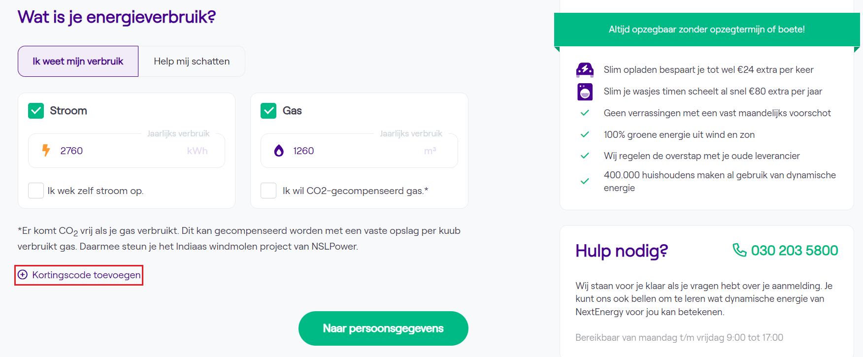 NextEnergy kortingscode gebruiken