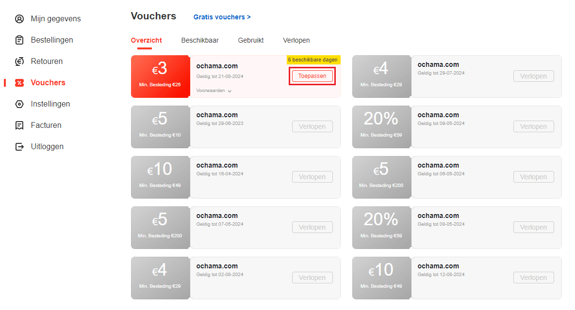 Ochama kortingscode gebruiken