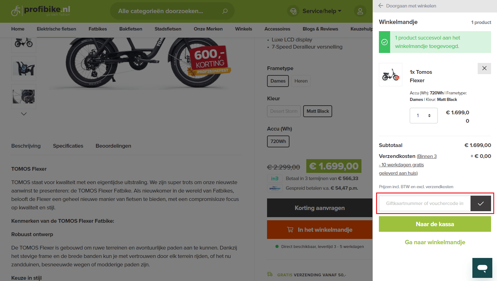 Profibike kortingscode gebruiken