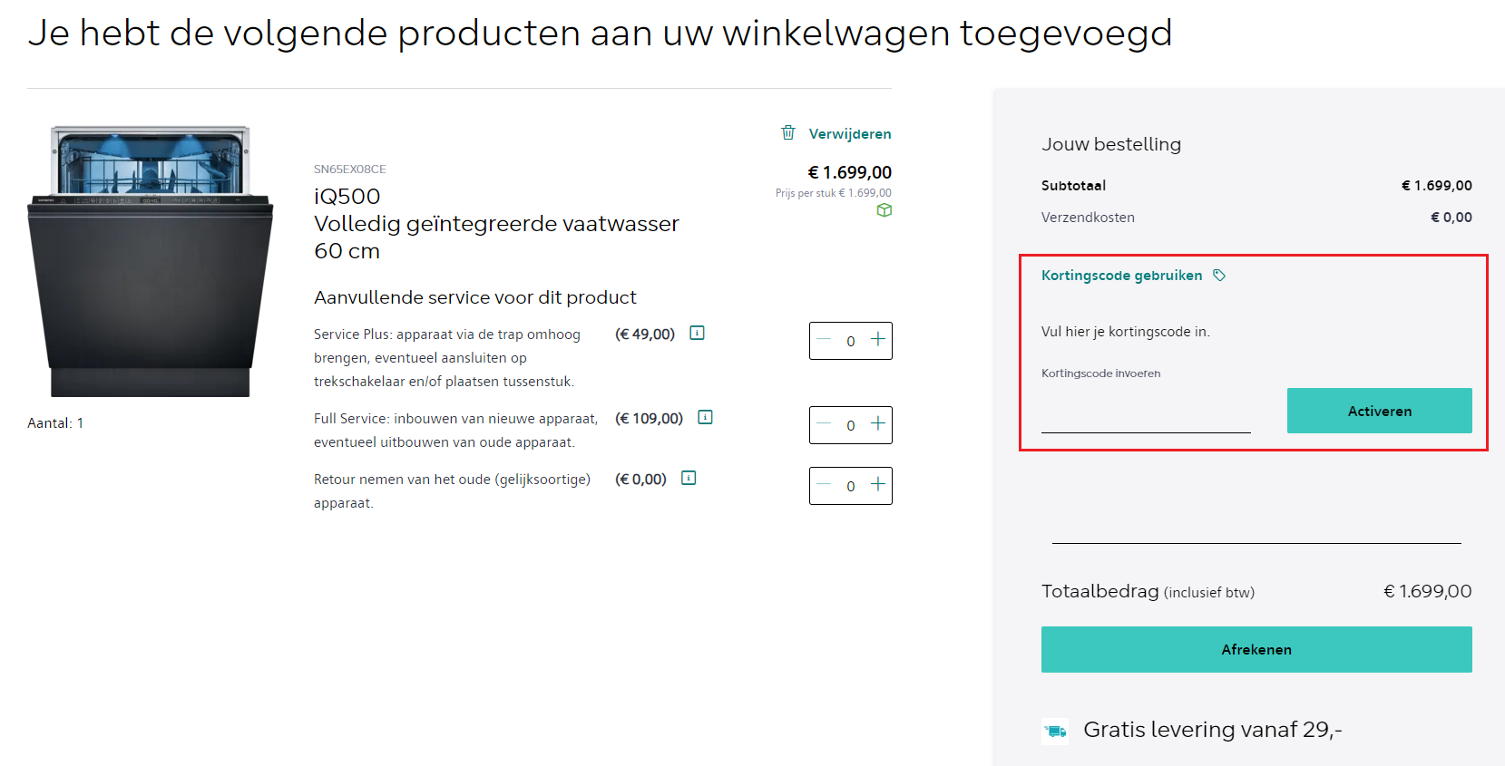 Siemens kortingscode gebruiken