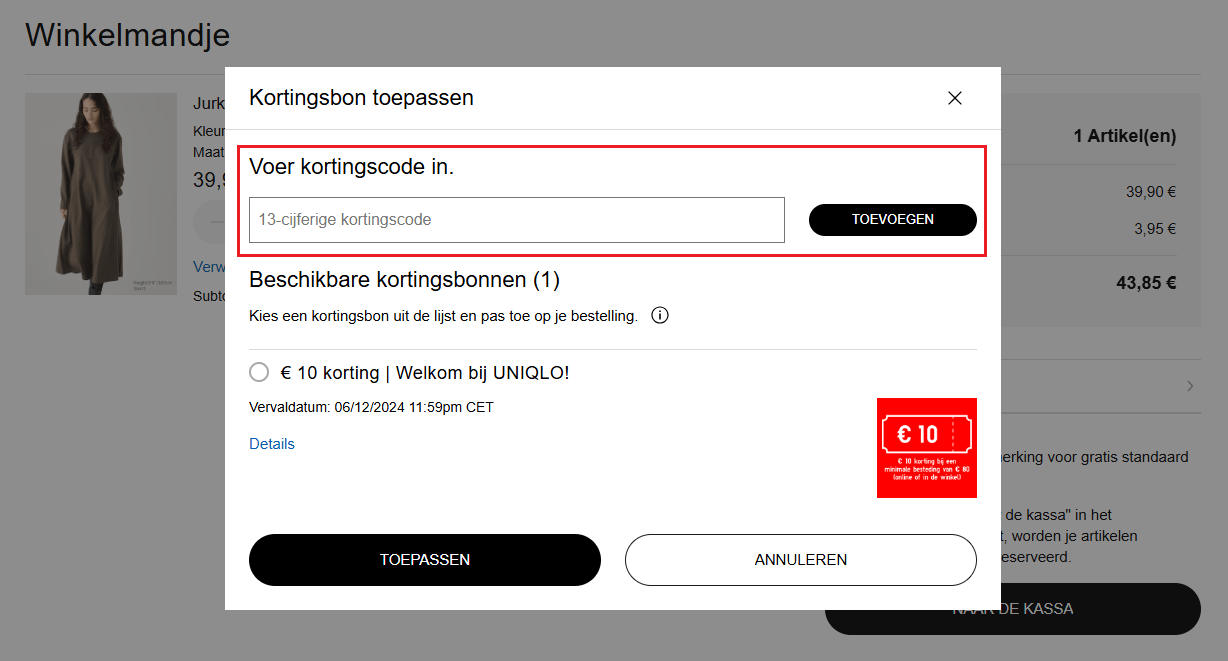 Uniqlo kortingscode gebruiken