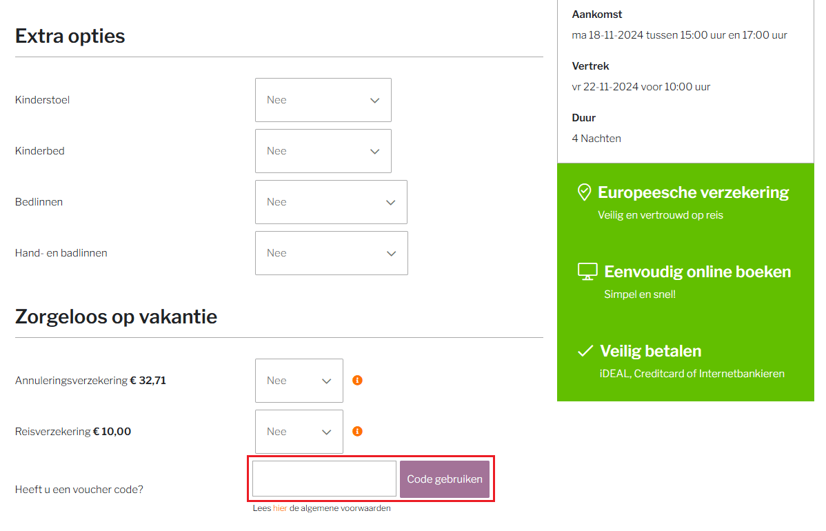 VakantieVeluwe kortingscode gebruiken