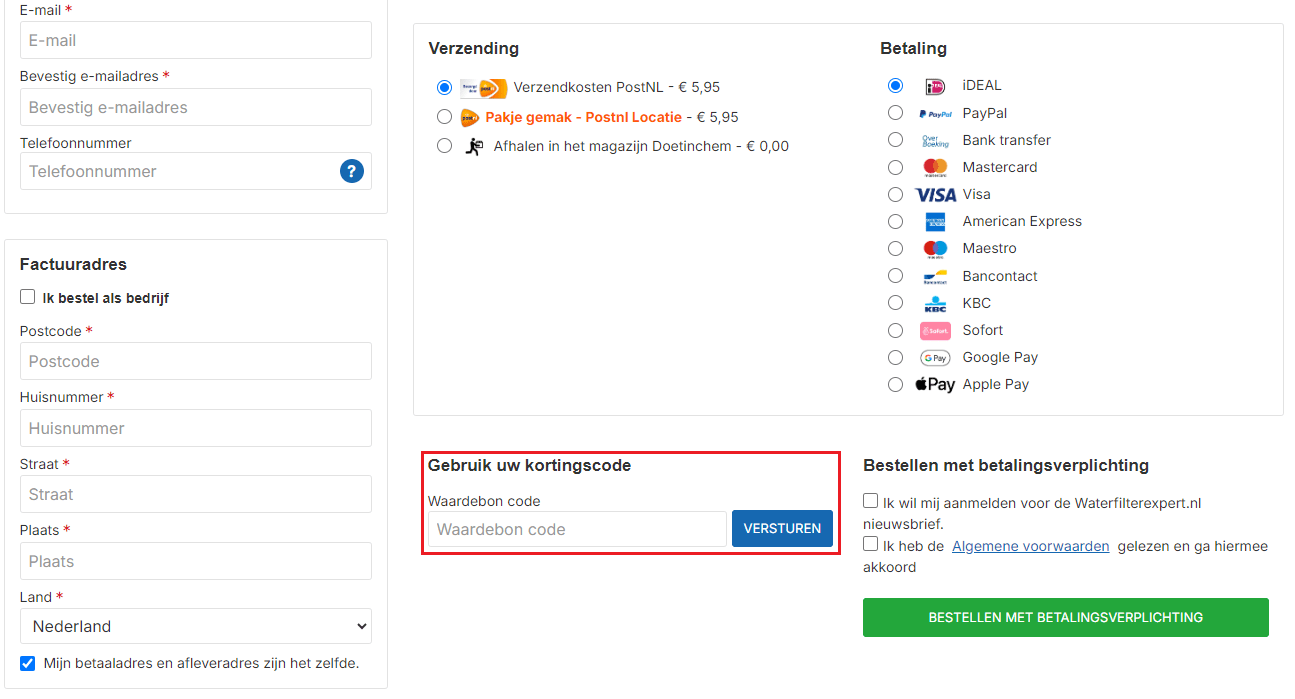 Waterfilterexpert kortingscode gebruiken