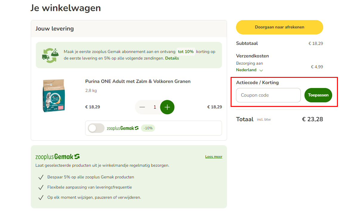 Zooplus kortingscode gebruiken